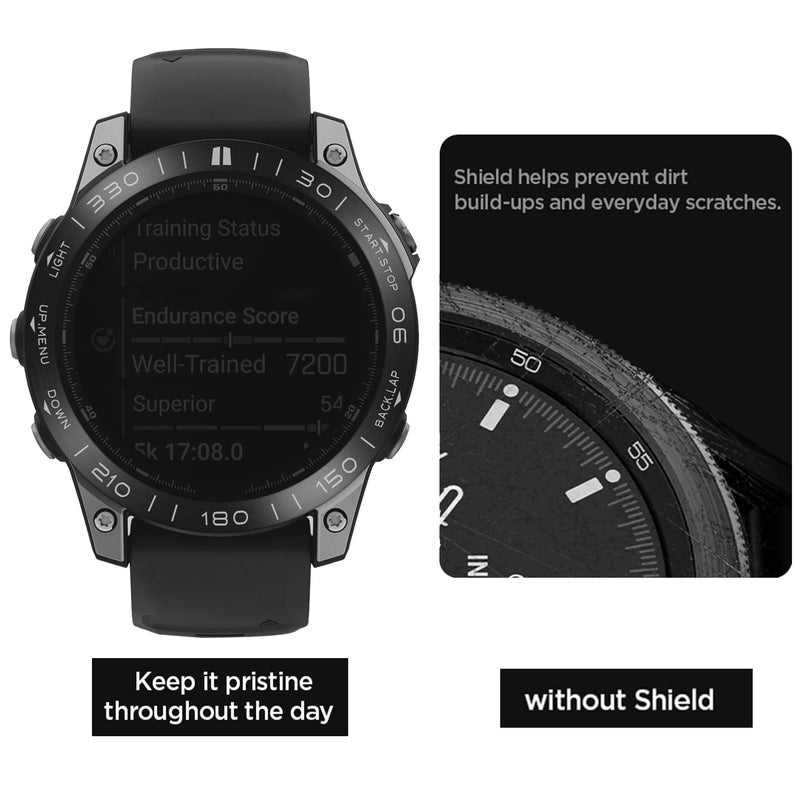 Abanen Stainless Steel Watch Bezel for Garmin Fenix 8 51mm, Polished Adhesive Cover Anti-Scratch Protector Cover Ring for Fenix 8 47mm (Black, 51mm) - Image 3