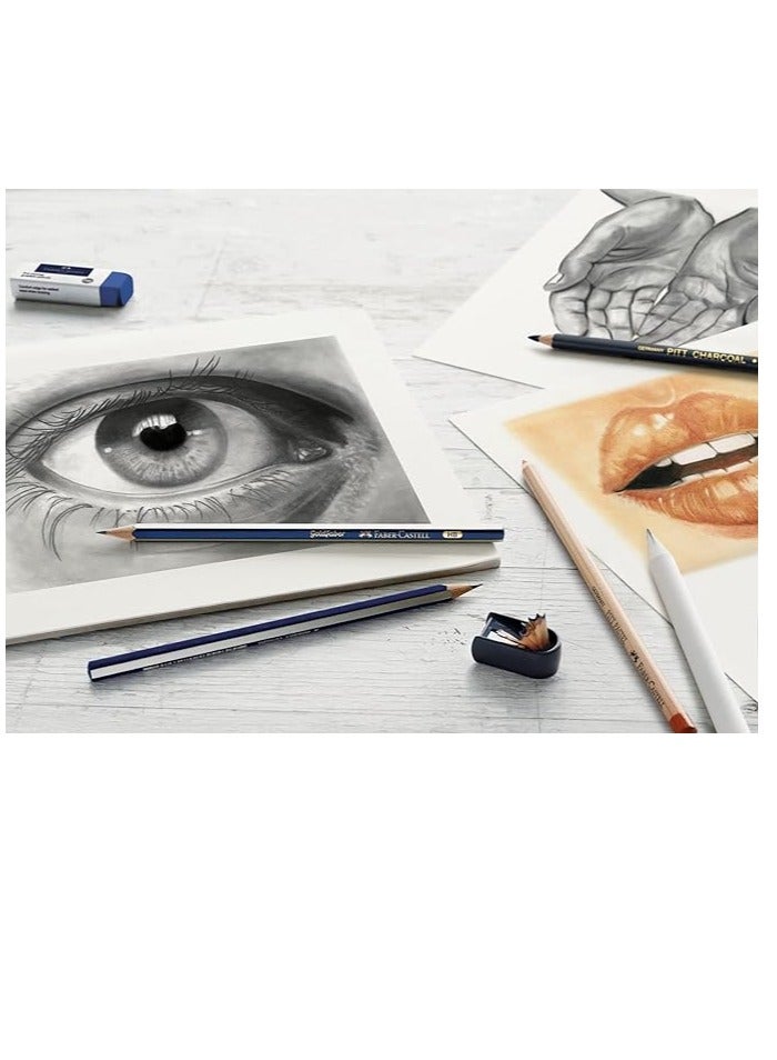 FABER-CASTELL 8-Piece Graphite Sketch Set Blue/Black/White - Image 2