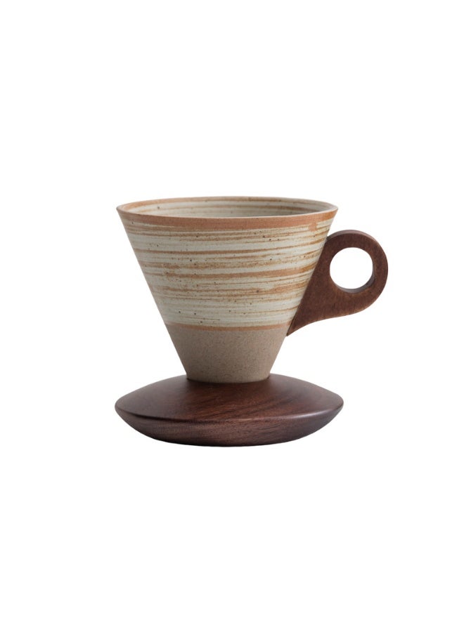 Coffee Mug with Base Cone Funnel Shaped Retro Ceramic Mug Pottery Tea Cup  Latte Unique Porcelain Coffee Cup - 6.8 oz/200ml - Image 1