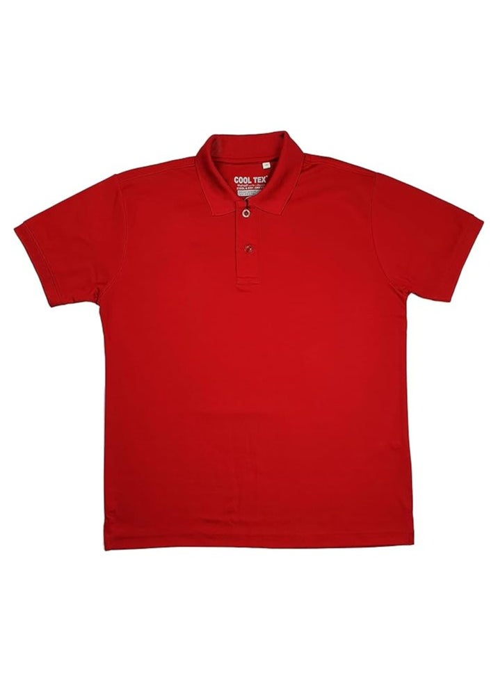 COOL TEX Cooltex Unisex Cotton polyester Plain Red Polo T-Shirts Cool Dry-Fit Material Short Sleeves Soft and Comfortable  - Image 1