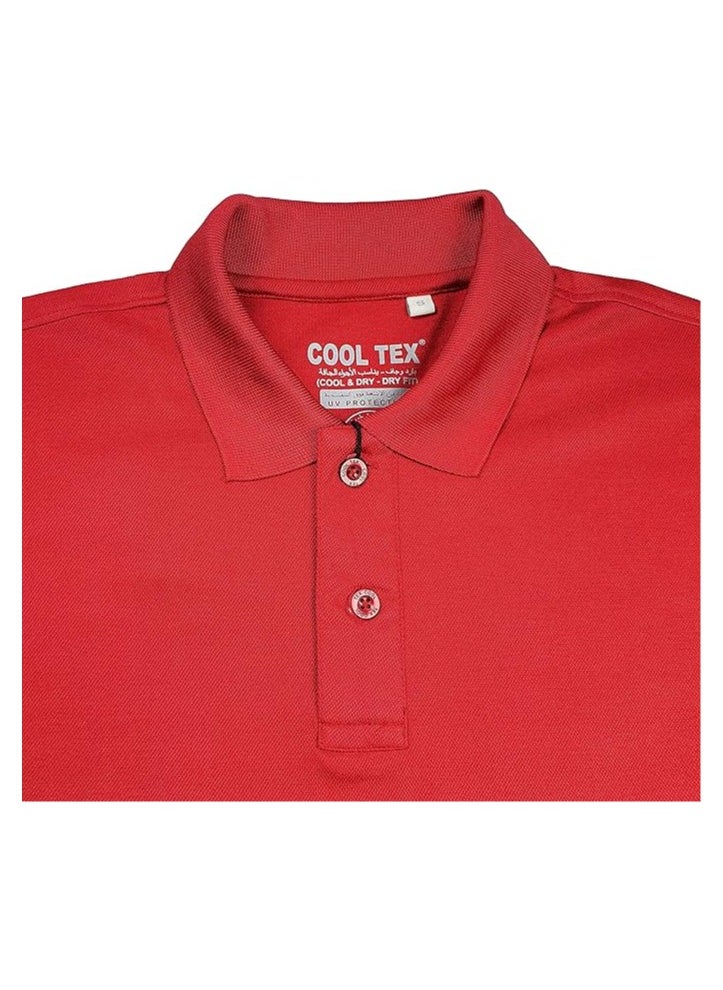 COOL TEX Cooltex Unisex Cotton polyester Plain Red Polo T-Shirts Cool Dry-Fit Material Short Sleeves Soft and Comfortable  - Image 5