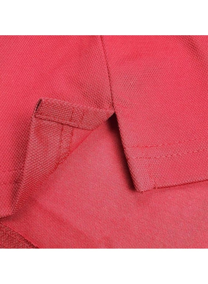 كول تيكس تي شيرت بولو أحمر سادة من القطن والبوليستر للجنسين من Cooltex مصنوع من خامة جافة ورائعة وأكمام قصيرة ناعمة ومريحة - Image 5