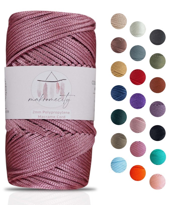 POLYESTER MACRAME CORD 2MM X 125 YARDS 375 FEET 2MM POLYPROPYLENE DUSTY ROSE MACRAME CORD CROCHET MACRAME BAG CORD CRAFTS FOR WALL HANGINGS BAGS UNDERPLATE RUG