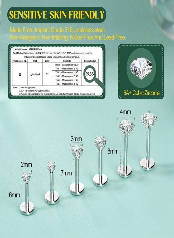 GEMQUEEN Flat Back Earrings Studs - 14K Gold Filled Internal Thread Stud 18g Piercing Jewelry for Cartilage Helix Tragus Hypoallergenic Labret Lip Conch Nose Rings 316L Surgical Steel Stud for Women Men - Image 3