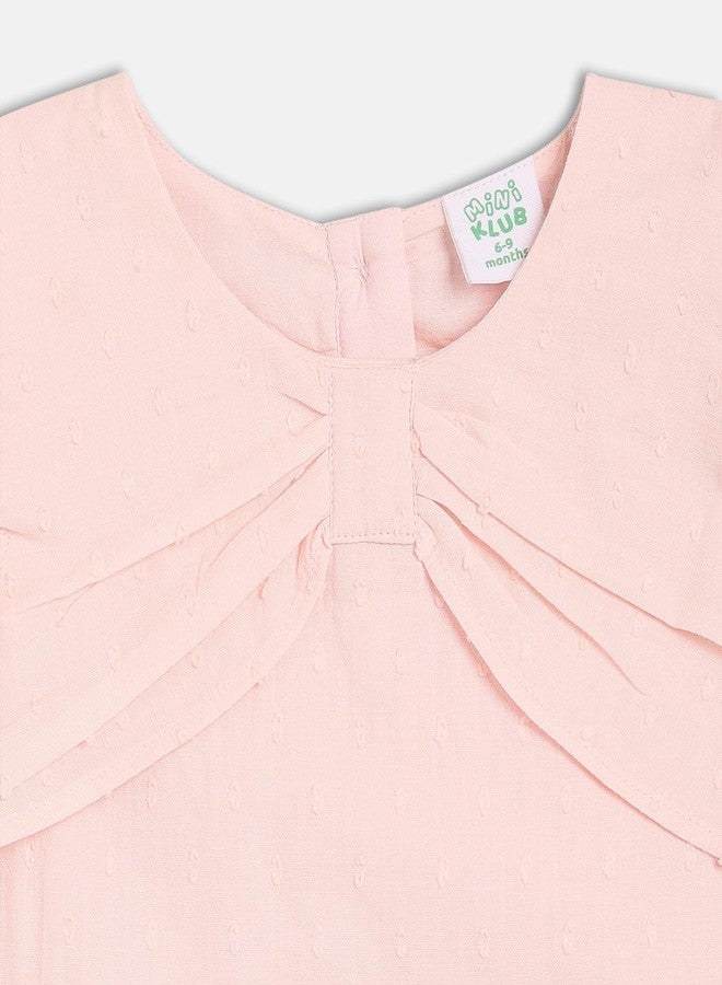 miniklub Cotton Half Sleeves Self Design Top - (2-3Y) Pink - Image 3