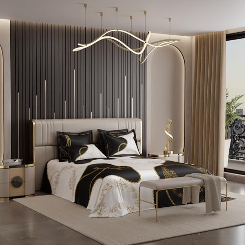 Stoa Paris 300TC UltraSatin Super Size Bedsheet with 4 Pillow Covers, 274cm x 274cm Ideal for King & Double Bed, Gentle on Skin & Hair, Fade & Wrinkle Resistant, Quick Dry, Baroque - Cream-Gold - Image 4