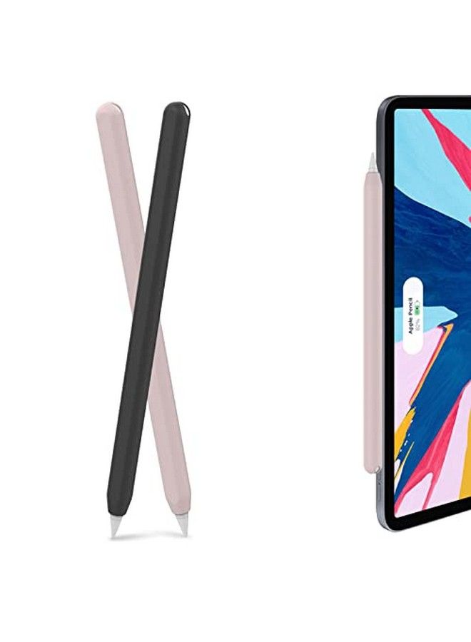 Ahastyle Ultra Thin Sleeve Silicone Skin Cover Compatible With Apple Pencil 2Nd Generation Ipad Pro 11 12.9 Inch2 Pack (Black & Pink) - Image 1