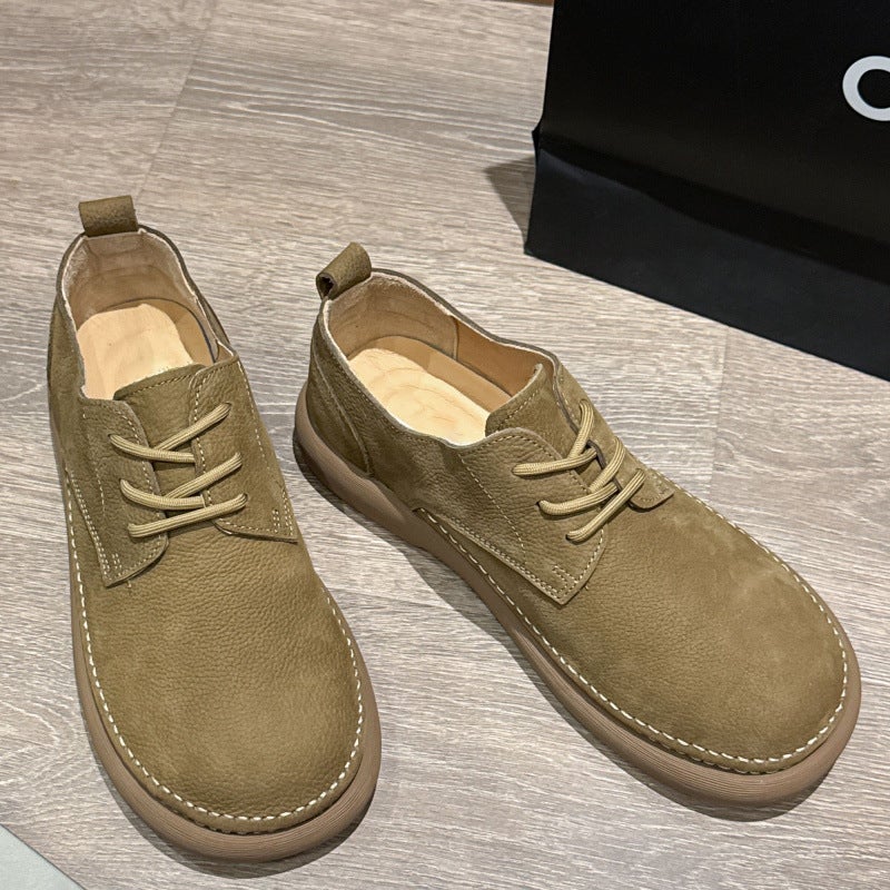 New Retro Breathable Soft Leather Men'S Shoes Slip-On Loafers Lace-Up Men'S Trendy Shoes Versatile Casual Men'S Leather Shoes - Image 5