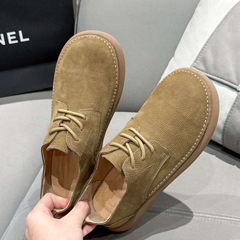 New Retro Breathable Soft Leather Men'S Shoes Slip-On Loafers Lace-Up Men'S Trendy Shoes Versatile Casual Men'S Leather Shoes - Image 4