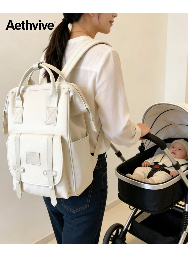 Aethvive Unisex Casual School Bag, Large Capacity Baby Diaper Bag Backpack, Multi Function Portable Mom Bag, Personality Travel Backpack - Image 2