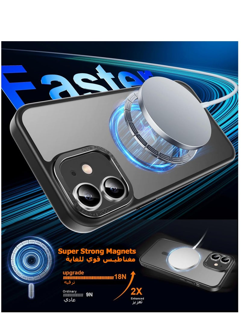 Concretization iPhone 12/ 12 Pro Magnetic MagSafe Case,【Full Shockproof Protection】Translucent Matte Back, Slim Phone Cover with Strong Magnet for Apple 12/ 12 Pro (2020)(Black) - Image 4