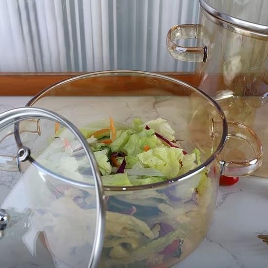 AZLVERA Clear Glass Simmer Pot with Lid for Cooking Potpourri Cookware Saucepan with Grip Handles with Cover Safe Clear Cooking Pots Glass Saucepan for Soup Milk Pasta Bear Pot 1200ML - Image 2