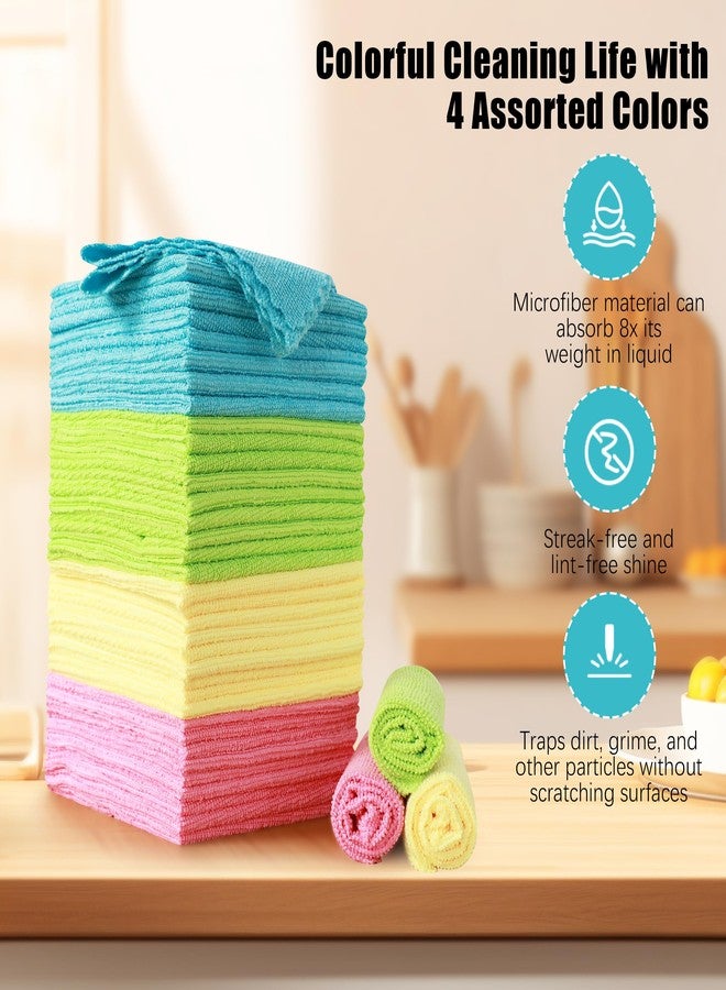 MOONQUEEN 12 Pack Microfiber Cleaning Cloth - Reusable Cleaning Rag, Fast Drying Cleaning Towels,12"X12", Green/Blue/Yellow/Pink - Image 5