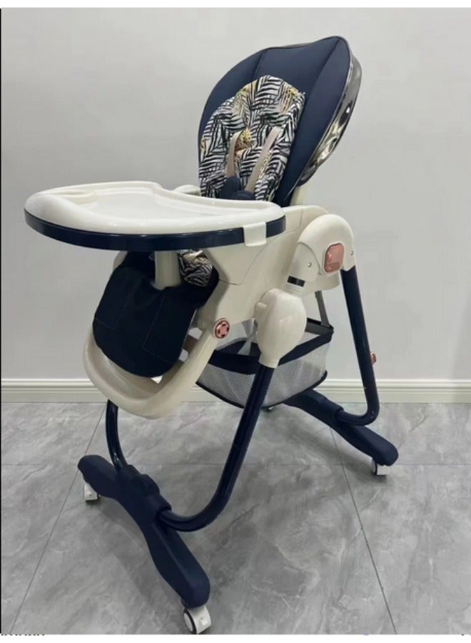 POPYBABA Comfortable Baby High Chair, baby Feeding chair Kids Foldable with Five-point seat belt code (A600) blue  - Image 3