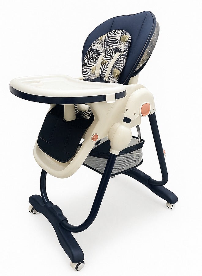 POPYBABA Comfortable Baby High Chair, baby Feeding chair Kids Foldable with Five-point seat belt code (A600) blue  - Image 1