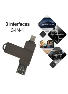 Generic 2TB USB Metal Flash Drive 3.0 for Iphone with Keychain 3 in 1 Flash Drive OTG Type A USB + Lightning + Micro USB for Android Devices, PC's, Computers, Cars, Laptops (Black)  - Image 5