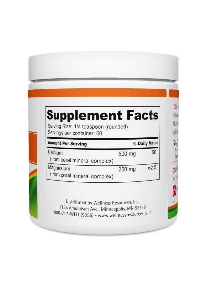 Wellness Resources Coral Calcium Powder, Marine Grade, Natural 2:1 Calcium to Magnesium Ratio (500mg, 60 Servings) - Image 2