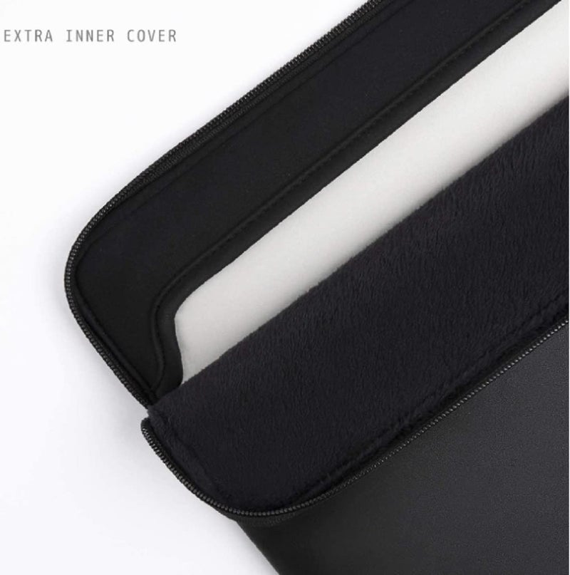 CONTACTS Faux Leather Laptop Sleeve Compatible with 16 Inch MacBook Pro 2019-2020- Zero Movement + Water-Resistant + No Scratches by Zipper - Black - Image 2