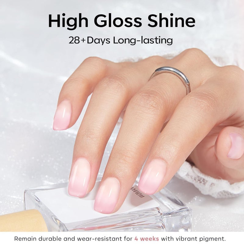 modelones طلاء أظافر جل ميلكي بينك من موديلونز، 15 مل، درجات وردية نود، طلاء أظافر بلون وردي فاتح يشبه حمام الفقاعات، تصميم جل شفاف للفتيات ومحبي الأظافر، هدية لصالونات التجميل، مانكير جل صيفي - Image 4