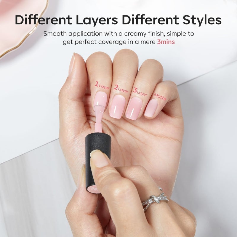 modelones طلاء أظافر جل ميلكي بينك من موديلونز، 15 مل، درجات وردية نود، طلاء أظافر بلون وردي فاتح يشبه حمام الفقاعات، تصميم جل شفاف للفتيات ومحبي الأظافر، هدية لصالونات التجميل، مانكير جل صيفي - Image 5