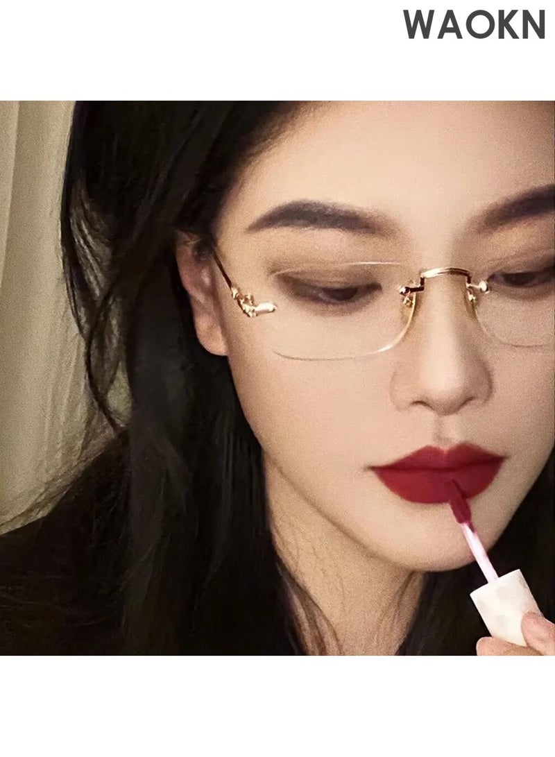 دبليو أيه أو كي أن نظارات حجب الضوء الأزرق مناسبة للرجال والنساء للقراءة وحماية من الأشعة فوق البنفسجية ومنع إجهاد العين وقراءة ألعاب الكمبيوتر والتلفزيون، نظارات بدون إطار مضادة للضوء الأزرق، نظارات فنية خفيفة الوزن للغاية ذات صندوق صغير، نظارات خفيفة الوزن ذات حافة مقطوعة على طراز فاخر. - Image 3