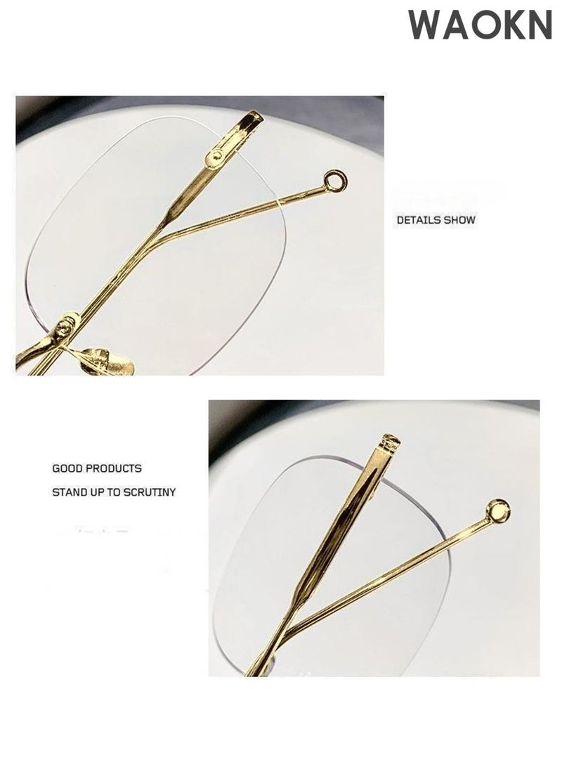 دبليو أيه أو كي أن نظارات حجب الضوء الأزرق مناسبة للرجال والنساء للقراءة وحماية من الأشعة فوق البنفسجية ومنع إجهاد العين وقراءة ألعاب الكمبيوتر والتلفزيون، نظارات بدون إطار مضادة للضوء الأزرق، نظارات فنية خفيفة الوزن للغاية ذات صندوق صغير، نظارات خفيفة الوزن ذات حافة مقطوعة على طراز فاخر. - Image 5