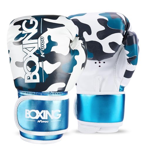 KUYOU Kids Boxing Gloves, Boxing Gloves for Children 3-9 Youth Boys Girls Toddler PU Cartoon Sparring Training Boxing Gloves for Punching Bag, Kickboxing, Muay Thai, MMA (Pearl Blue) - Image 1