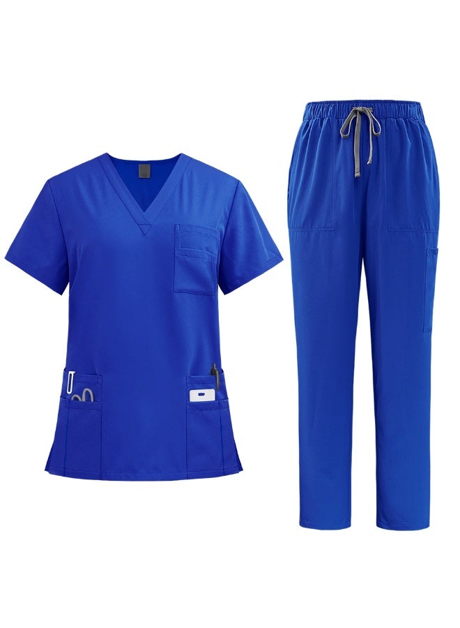 Perfectory Scrub Uniform Set Unisex V-Neck- Royal Blue - Image 1