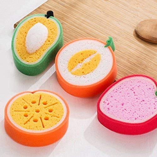 VEENA@_Fruit Shape Sponge Loofah Bath Scrub Set of 2 Multicolored Design for Kids and Adult_@W3