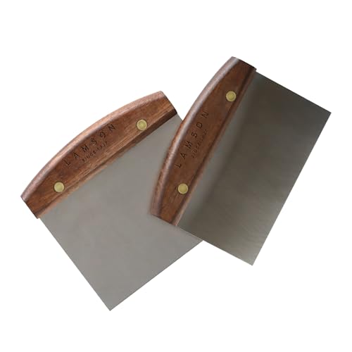 Lamson Kitchen Utensils - 4" x 6" Bench Scraper, High-Carbon Stainless Steel Dough Scraper, Ergonomic Riveted Walnut Handle, Handcrafted, Full-Tang Design, Built to Last - Image 3