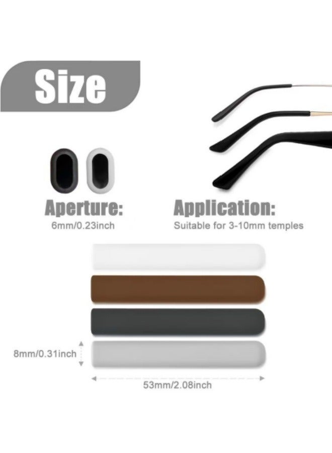 4Pcs Glasses Ear Cushions Brown, Anti-Slip Elastic Comfort Glasses Accessories - Image 2