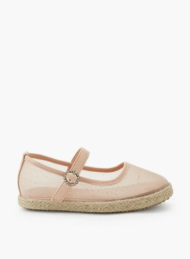 ببرمنة Girls Hook & Loop Espadrille Mary Jane Shoes