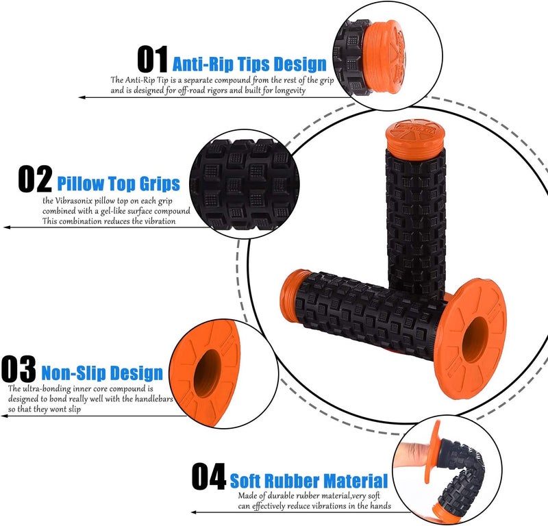 APPYU Motorcycle Grips 7/8" Dirt Bike Grip Pillow Top Grips Rubber Anti-Slip Universal Handlebar Racing Grip for Motocross ATV - Image 4