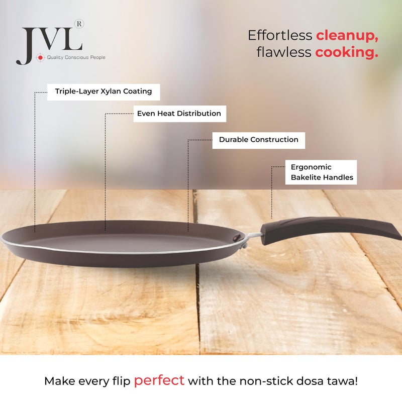 JVL مقلاة JVL غير لاصقة (بني، 28 سم) - Image 4