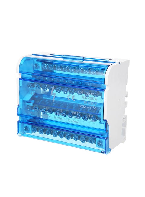 Terminal Block Junction Box 4-Level Single Phase Junction Case 411 Terminal Distribution Box Din Rail Terminal Case with Transparent Cover Distribution Protection Box