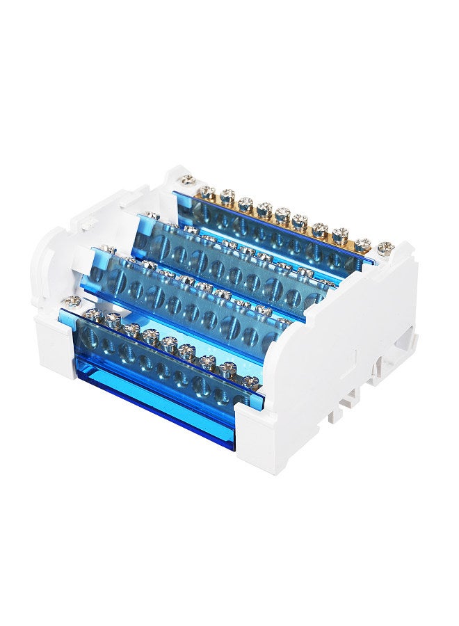 Terminal Block Junction Box 4-Level Single Phase Junction Case 411 Terminal Distribution Box Din Rail Terminal Case with Transparent Cover Distribution Protection Box