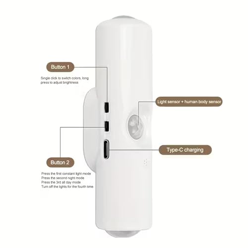 GITGRNTH 1 Pcs RGB LED Indoor Wall Light, Up/Down Light with Motion Sensor & Color Changing (Rechargeable) |Modern 2 Way Wall Lamp with Automatic RGB Color Cycling Perfect for Leavingroom, Wardrobe - Image 4