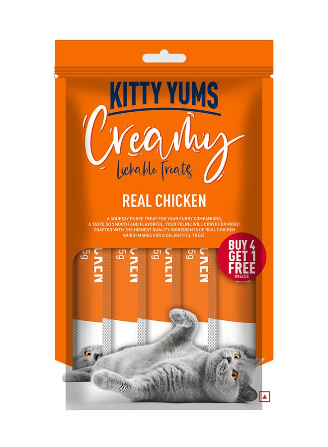 Kitty Yums Creamy Lickable Cat Treats  Real Chicken 5 x 15g - Image 3