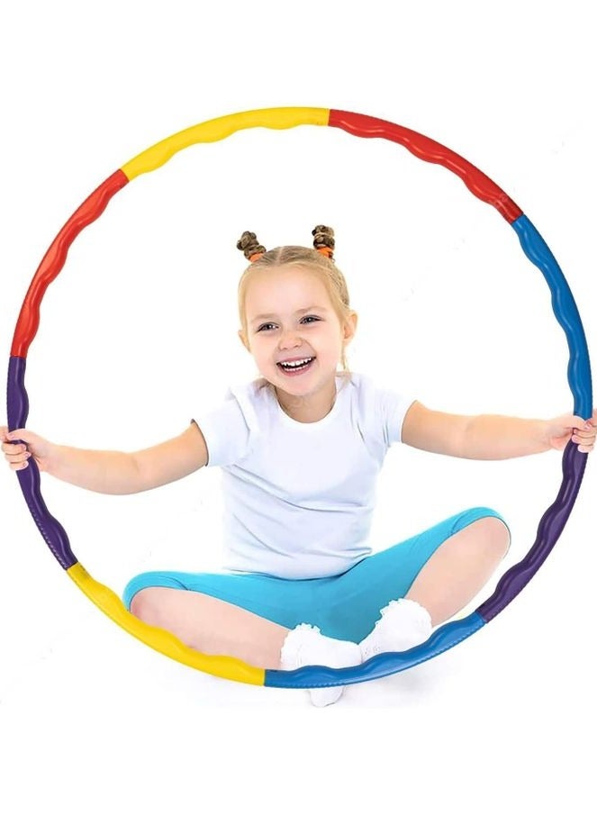 مجموعة طوق هولا هوب ملونة – 8 قطع قابلة للتجميع للأطفال والكبار – حلقة رياضية ممتعة للتمرين، الرقص، خسارة الوزن والتنسيق – طوق خفيف الوزن قابل للتعديل للعب داخل وخارج المنزل - Image 2