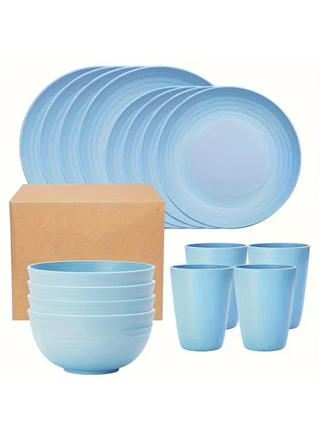 16 Pcs Holiday Themed Reusable PP Tableware Set Beige Pink Light Blue Light Green Including Plates Bowls And Cups Suitable For Microwave Dishwasher And Refrigerator Perfect For Family Gatherings Outdoor Events Camping Picnics Rvs Dorms Holidays And Gifting - Image 5