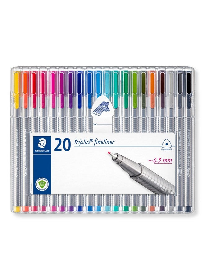 STAEDTLER Triplus Fineliner Pens, .3Mm, Metal Clad Tip, 20-Pack, Assorted (334Sb20Bk)  - Image 1