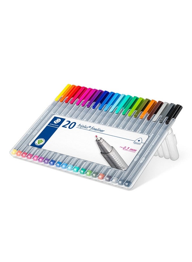 STAEDTLER Triplus Fineliner Pens, .3Mm, Metal Clad Tip, 20-Pack, Assorted (334Sb20Bk)  - Image 2