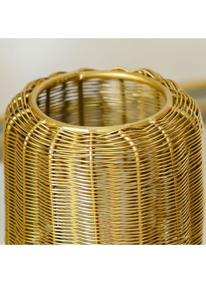 DANUBE HOME Danube Home Afra Metal Weave Votive Candle Holder - Small, 10X10X10Cm Gold Finish Elegant Home Decor & Accessories Iron Lantern For Living Room, Bedroom Stylish Contemporary Design Candle Stand  - Image 2