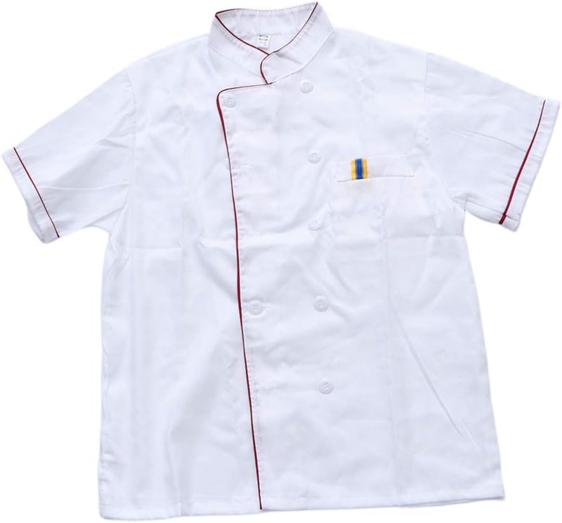 woobles Women Shirts Mens Short Sleeve Shirts Unisex Short Sleeve Chef Coat Jacket Basic Catering Shirt Food Service Bakery Restaurant Coat - Size L Womens Short Sleeve Blouses Mens Clothing Large - Image 1