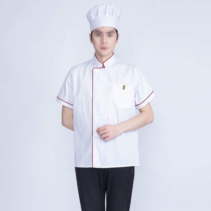 woobles Women Shirts Mens Short Sleeve Shirts Unisex Short Sleeve Chef Coat Jacket Basic Catering Shirt Food Service Bakery Restaurant Coat - Size L Womens Short Sleeve Blouses Mens Clothing Large - Image 4