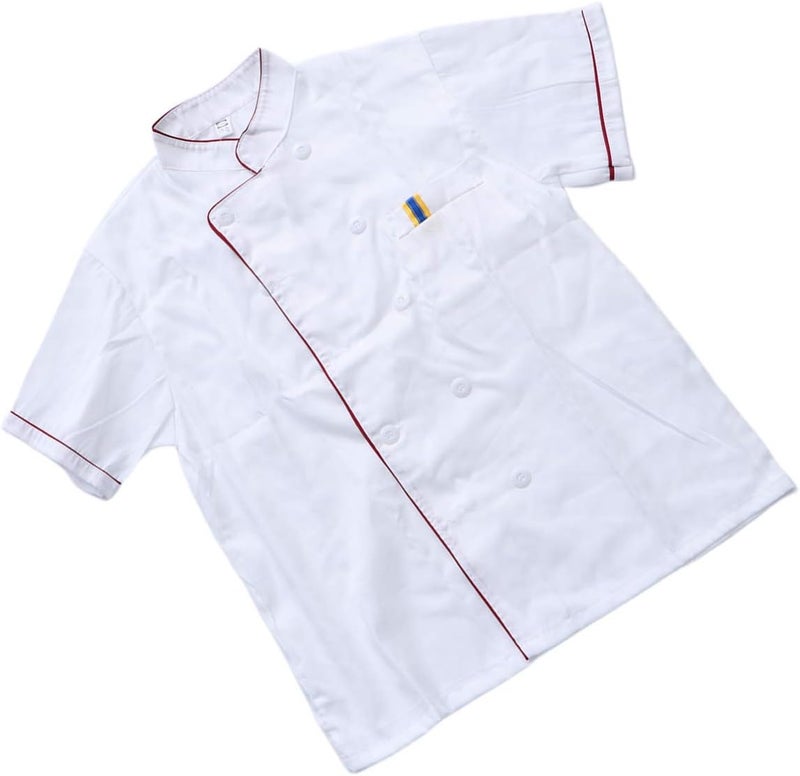 woobles Women Shirts Mens Short Sleeve Shirts Unisex Short Sleeve Chef Coat Jacket Basic Catering Shirt Food Service Bakery Restaurant Coat - Size L Womens Short Sleeve Blouses Mens Clothing Large - Image 2