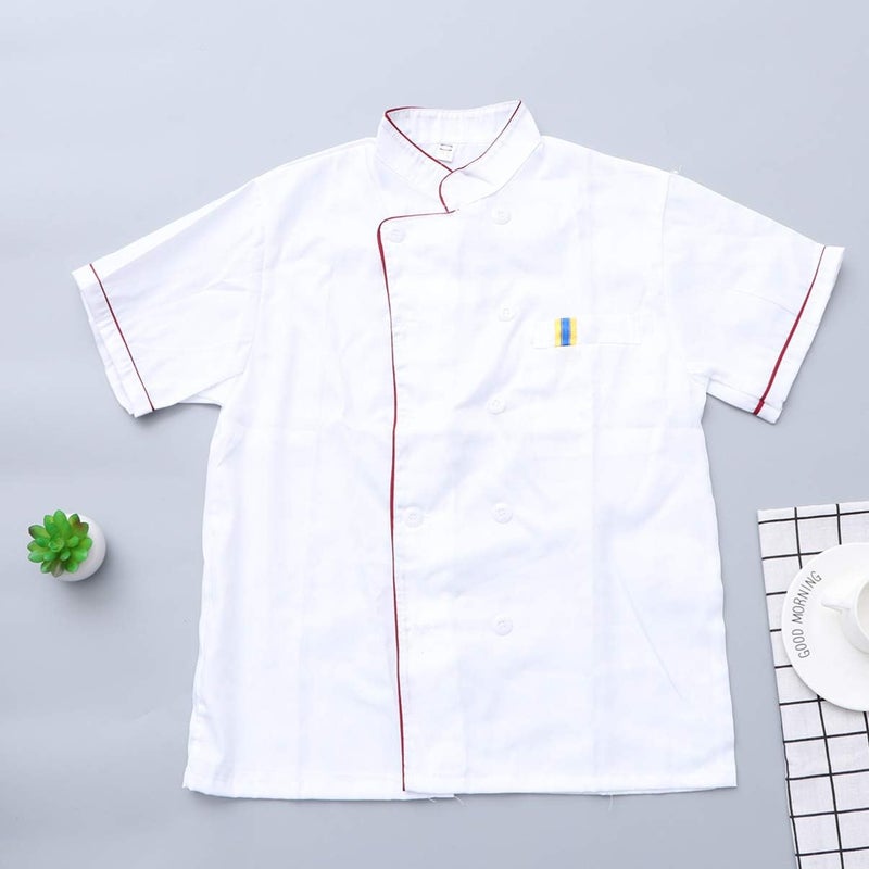 woobles Women Shirts Mens Short Sleeve Shirts Unisex Short Sleeve Chef Coat Jacket Basic Catering Shirt Food Service Bakery Restaurant Coat - Size L Womens Short Sleeve Blouses Mens Clothing Large - Image 5