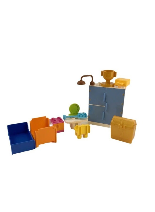 Large Particle Building Blocks Accessories Parts Home Furniture Bedroom Bed Wardrobe Drawer Box Table And Chair Mirror Comb Assembly - Image 5
