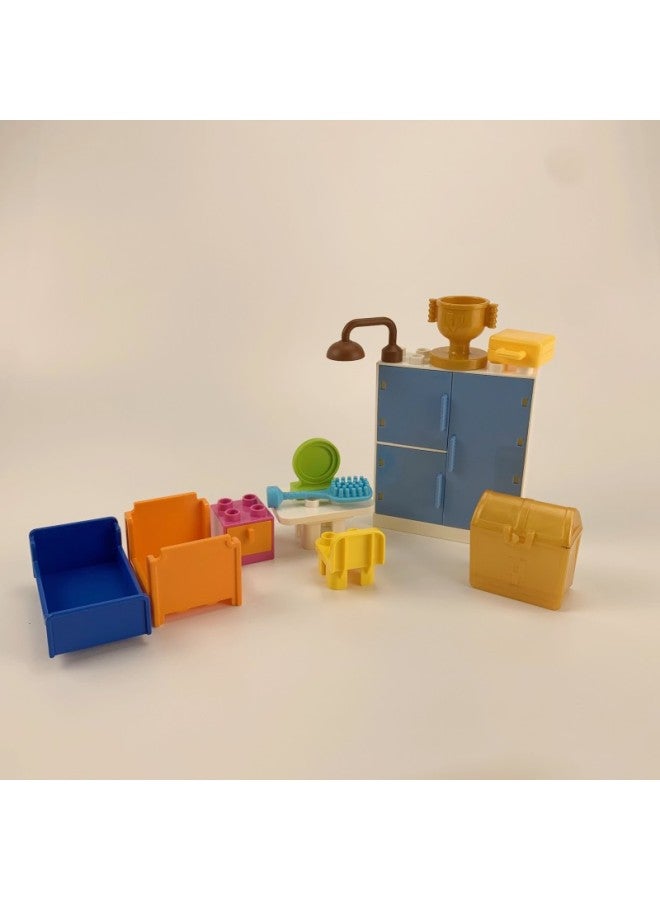 Large Particle Building Blocks Accessories Parts Home Furniture Bedroom Bed Wardrobe Drawer Box Table And Chair Mirror Comb Assembly - Image 1