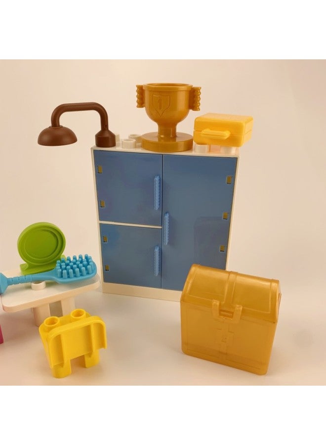 Large Particle Building Blocks Accessories Parts Home Furniture Bedroom Bed Wardrobe Drawer Box Table And Chair Mirror Comb Assembly - Image 4